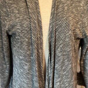 Cato Black with White Stripe Open Front Shawl